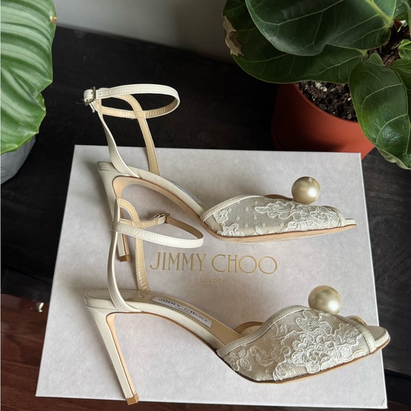 Jimmy Choo White Lace Heels - Picture 2 of 8